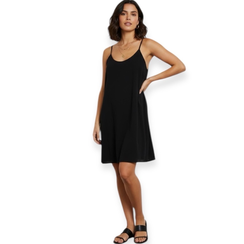 Maeve By Anthropologie Casual Minimalist Adjustable Straps Black Mini Dress